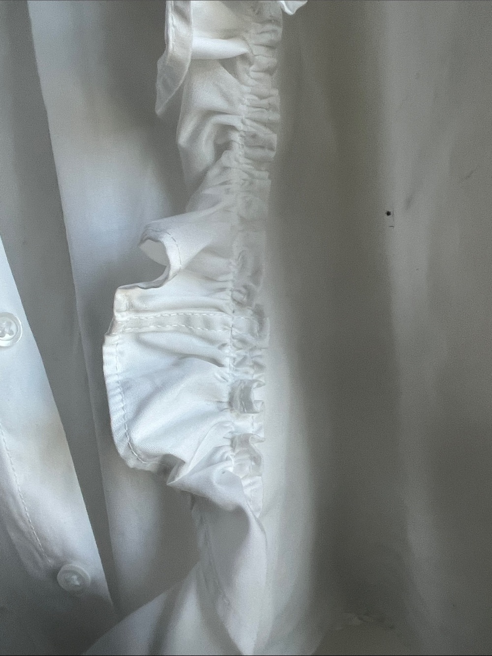 KMJ White Ruffle-Trim Button-Up Blouse - Picture 3 of 6